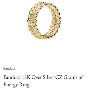 Great condition, gold plated Pandora ring size 52